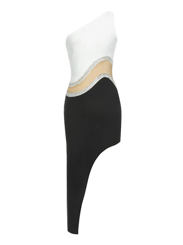 Black-White Strapless Bodycon Dress Newgew Dresses