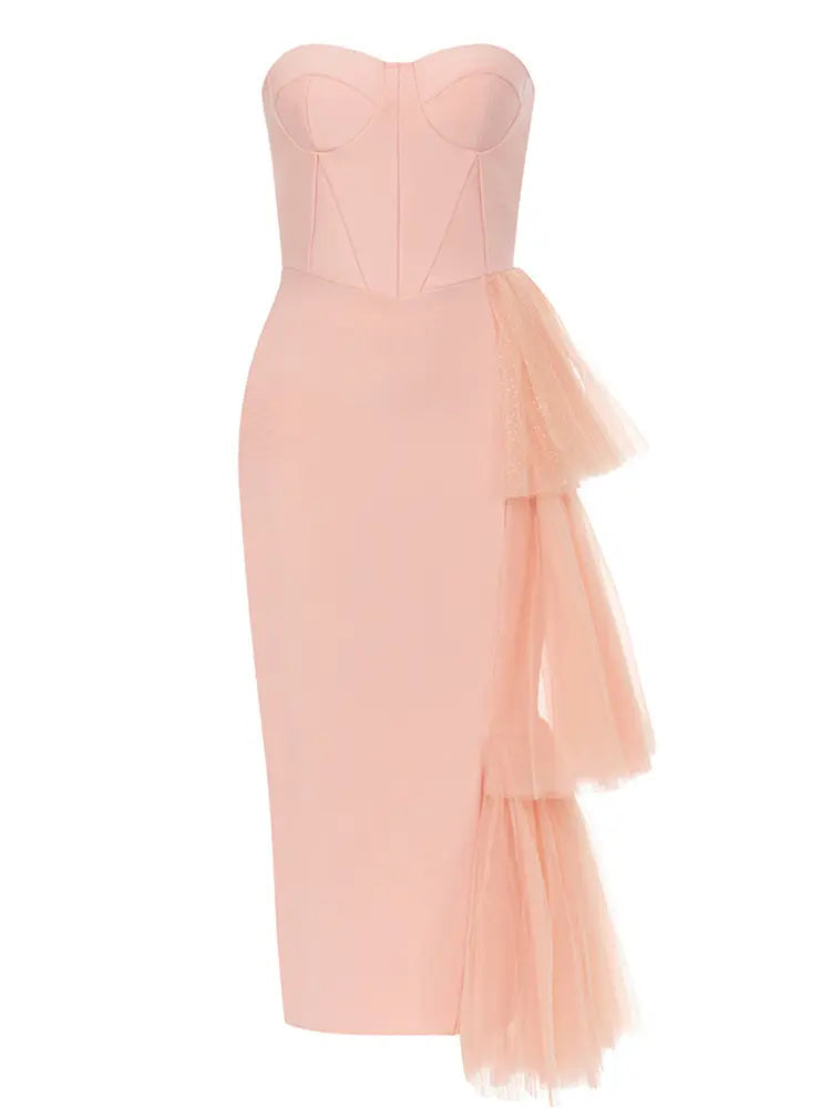 Strapless Lace Split Bandage Dress Newgew Dresses