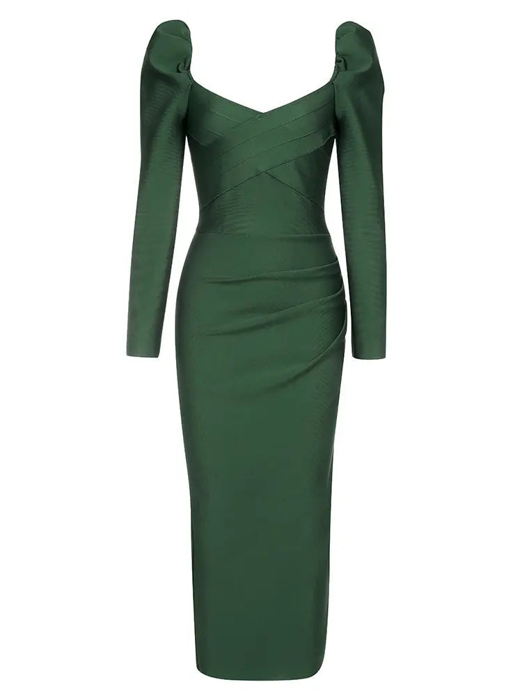Strapless Puff-Sleeve Bandage Dress Newgew Dresses