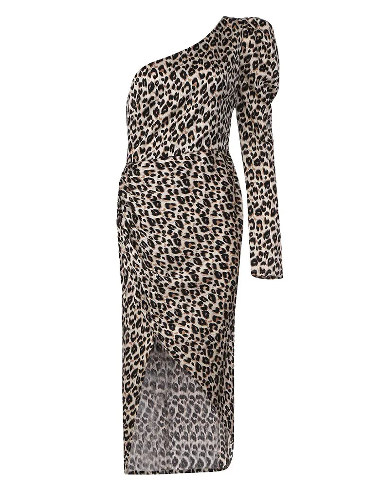 Off-Shoulder Leopard Print Dress Newgew Dresses