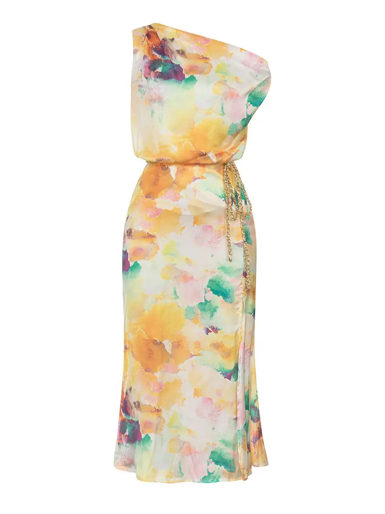 Off-Shoulder Floral Slit Dress Newgew Dresses