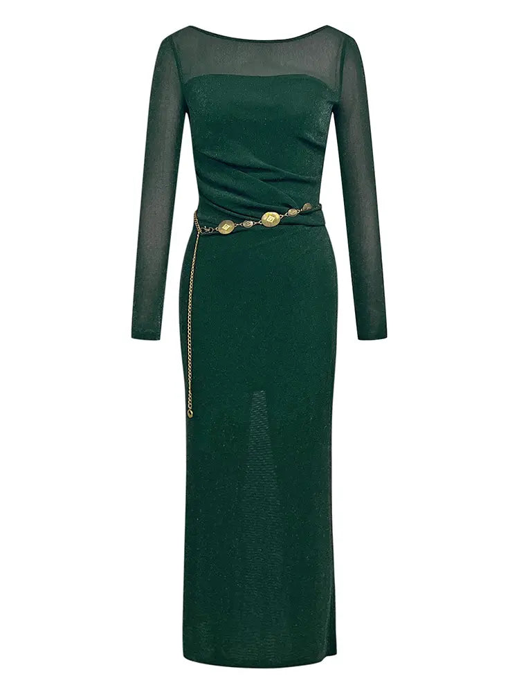 Sheer Mesh Long-Sleeve Dress Newgew Dresses