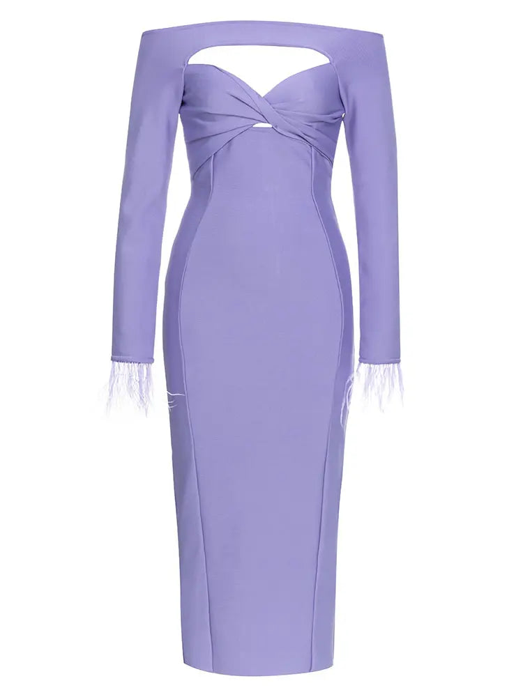 Off-Shoulder Feather Sleeve Dress Newgew Dresses
