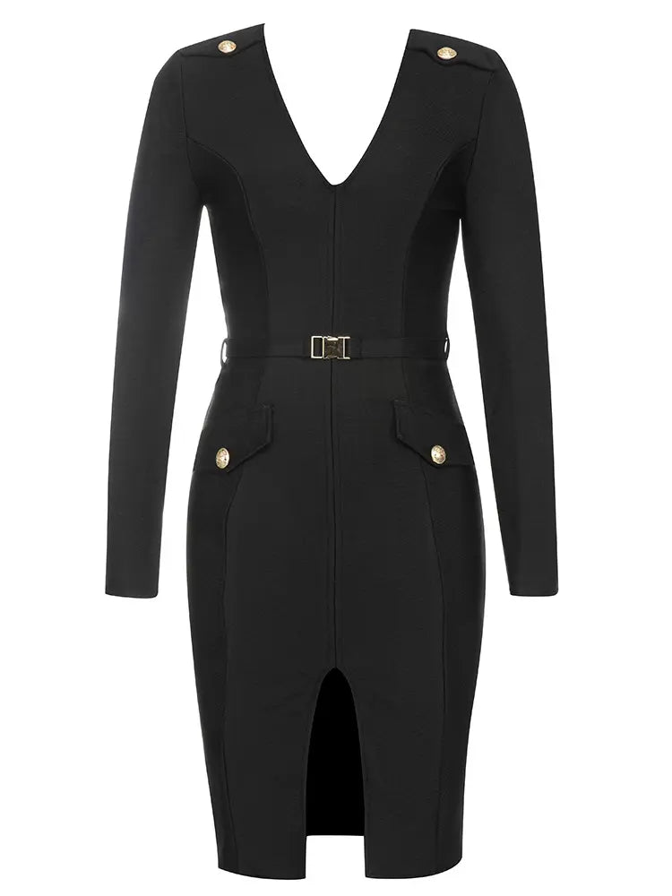V-Neck Front Slit Dress Newgew Dresses