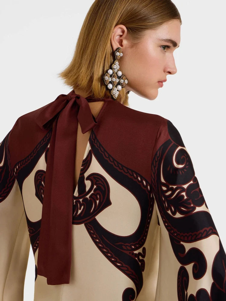 Grenadilla Print Satin Dress Newgew Dresses