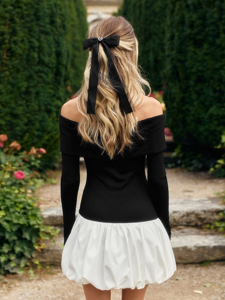 Off-the-shoulder Petal Hem Dress Newgew Dresses