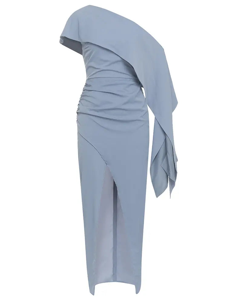Chic Asymmetrical Shoulder Long Dress Newgew Dresses