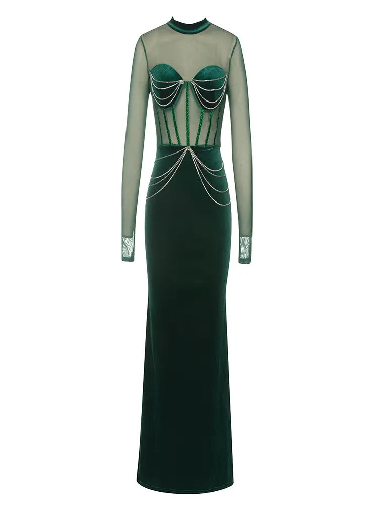 Velvet Mesh Sleeve Dress Newgew Dresses