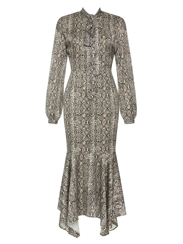 Retro Round Neck Print Dress Newgew Dresses