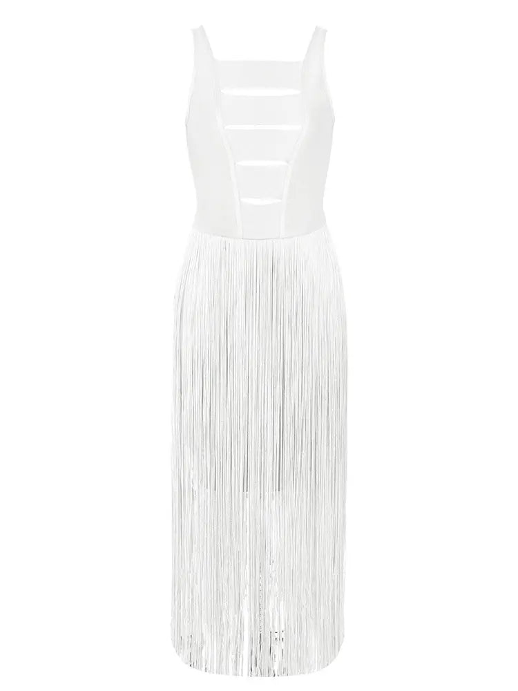 Vintage Strapless Fringe Bandage Dress Newgew Dresses