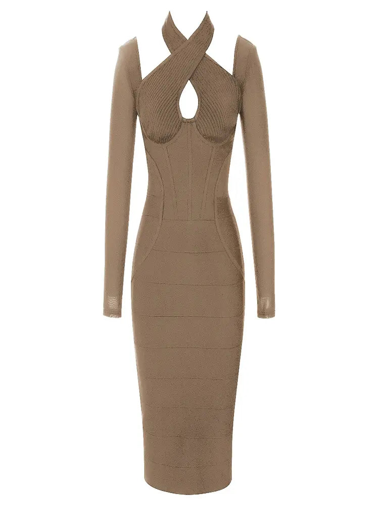 Vintage Backless Halter Evening Dress Newgew Dresses