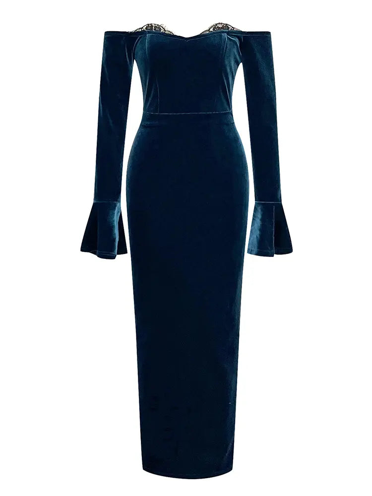 Lace Bell Sleeve Velvet Dress Newgew Dresses
