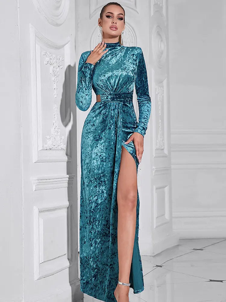 Minimalist High-Neck Split Dress Newgew Dresses