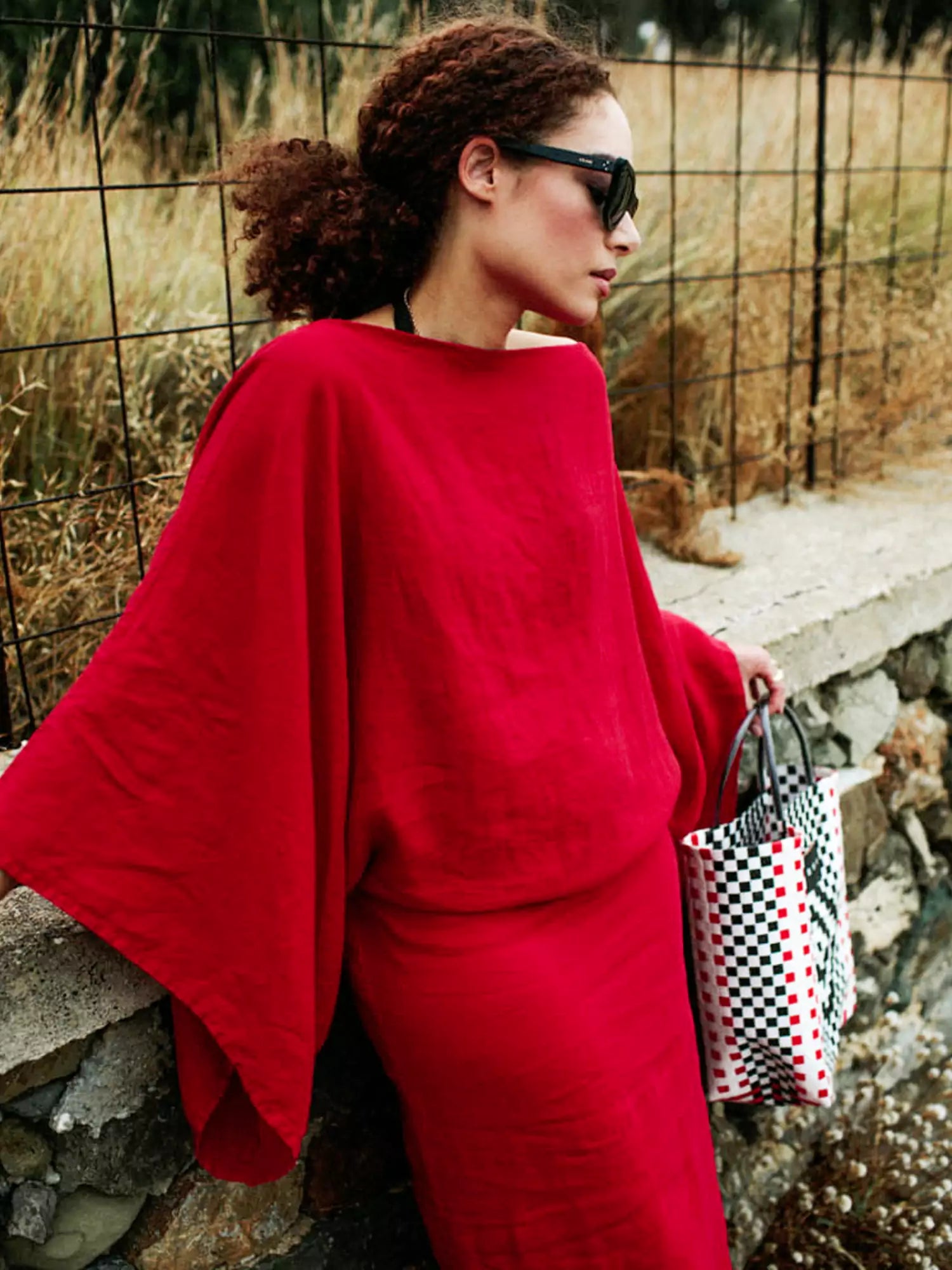 Crimson Linen Breeze Kimono Dress Newgew Dresses