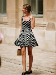 Mona Abstract Print Square Neck Mini Knit Dress Newgew Dresses