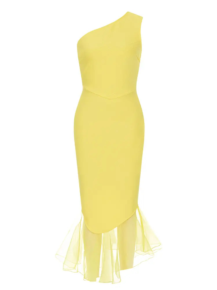 One-Shoulder Mesh Dress Newgew Dresses
