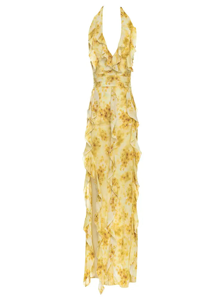 Halter Ruffle Bodycon Dress Newgew Dresses