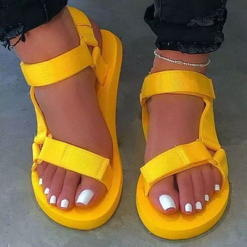 Fashion Casual Patchwork Solid Color Comfortable Flat Sandals NewGew