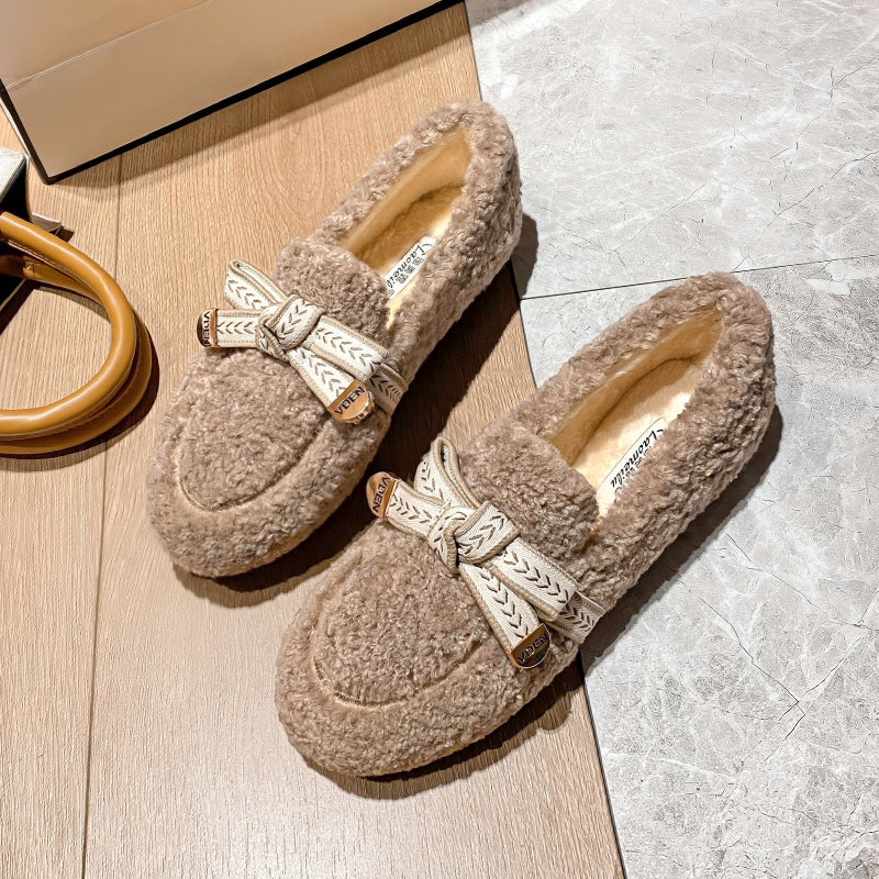 Women Fashion Casual Soft Flat Fur Shoes Newgew Shoes