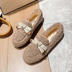 Women Fashion Casual Soft Flat Fur Shoes Newgew Shoes
