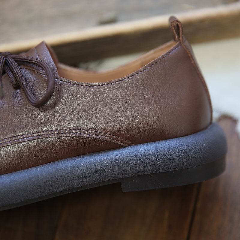 Women Retro Cowhide Soft Flat Casual Shoes Newgew Shoes