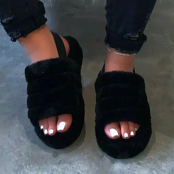 Fur Sling Back Slipper Sandals NewGew