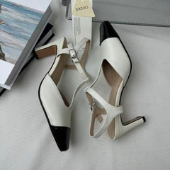 Retro Color-Block Open-Toe Sandals PinTow