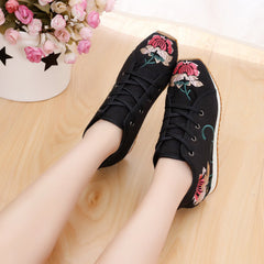 Women's Buckle Female Cloth Ethnic Style Canvas Shoes Newgew