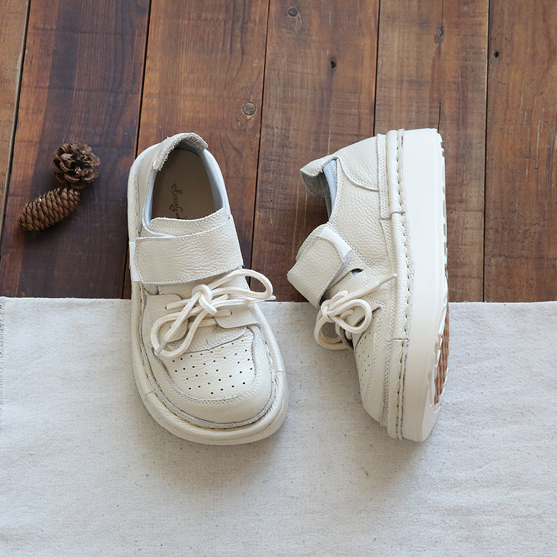 Women Retro Leather Thick Soled Comfort Shoes Newgew Shoes