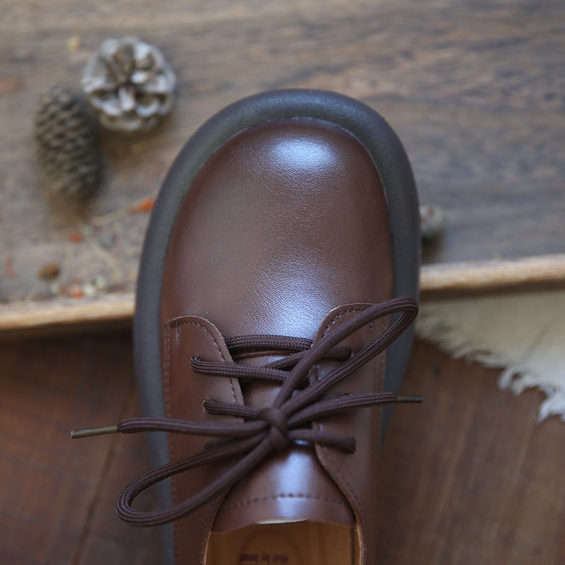 Women Retro Cowhide Soft Flat Casual Shoes Newgew Shoes