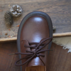 Women Retro Cowhide Soft Flat Casual Shoes Newgew Shoes