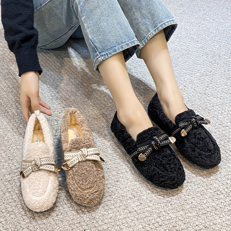 Women Fashion Casual Soft Flat Fur Shoes Newgew Shoes
