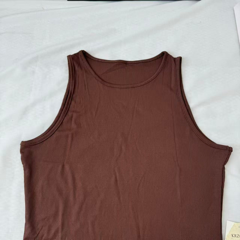 Sleeveless Placket One-Piece Suit PinTow