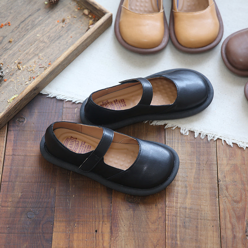 Women Retro Minimalist Leather Flat Causal Shoes Newgew Shoes