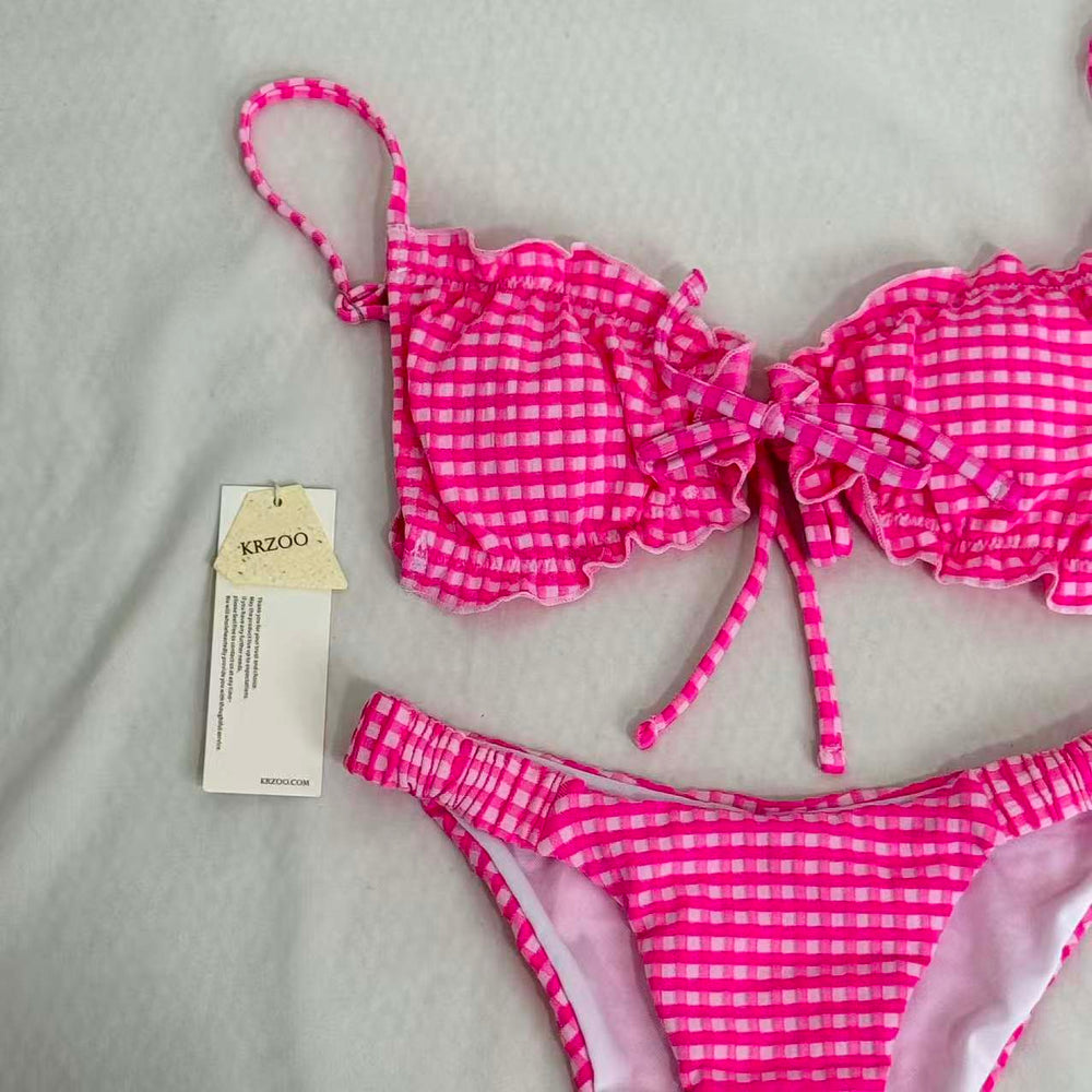Belted Triangle Bikini Swimsuit Set PinTow