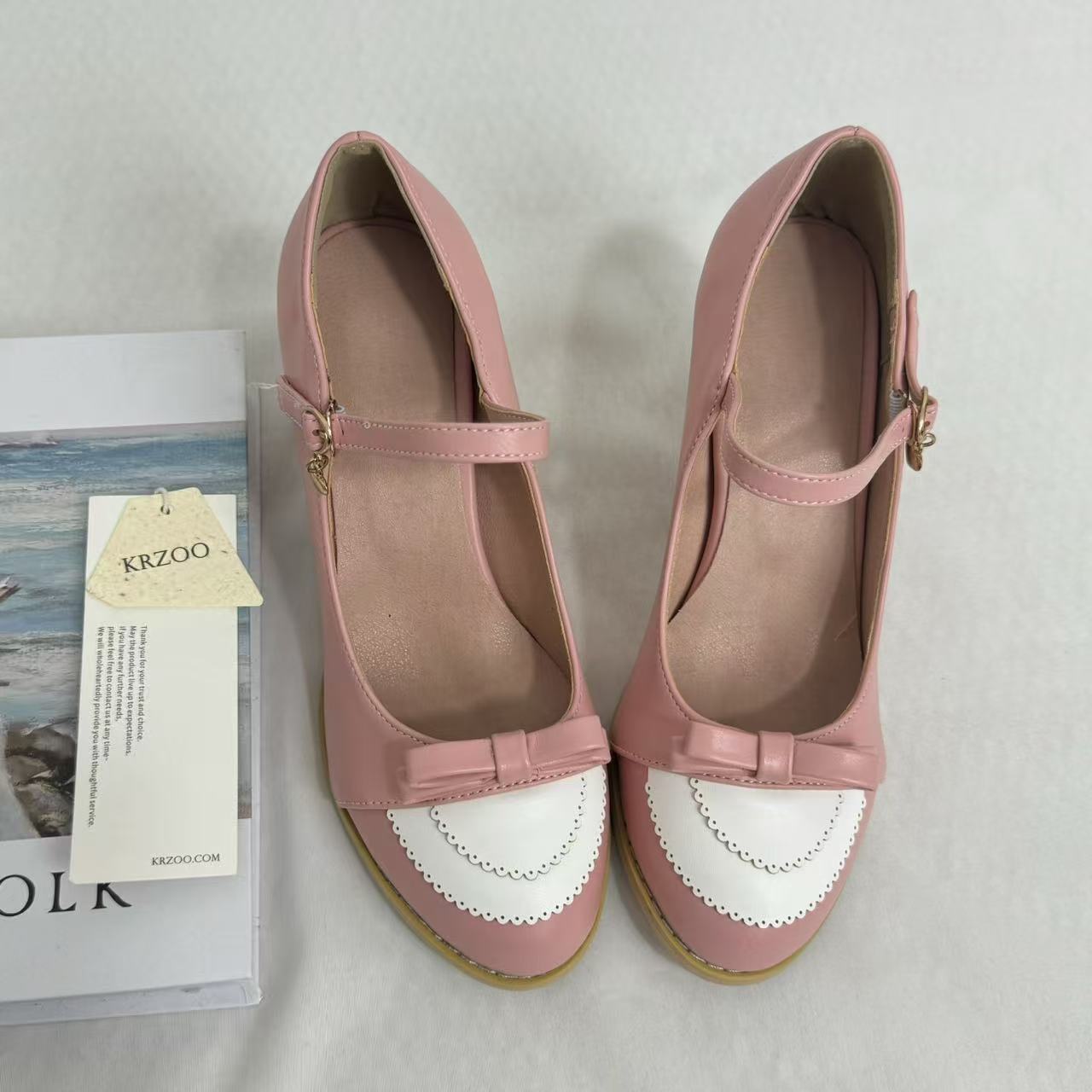 Color-Block Burnout T-Strap Sandals PinTow