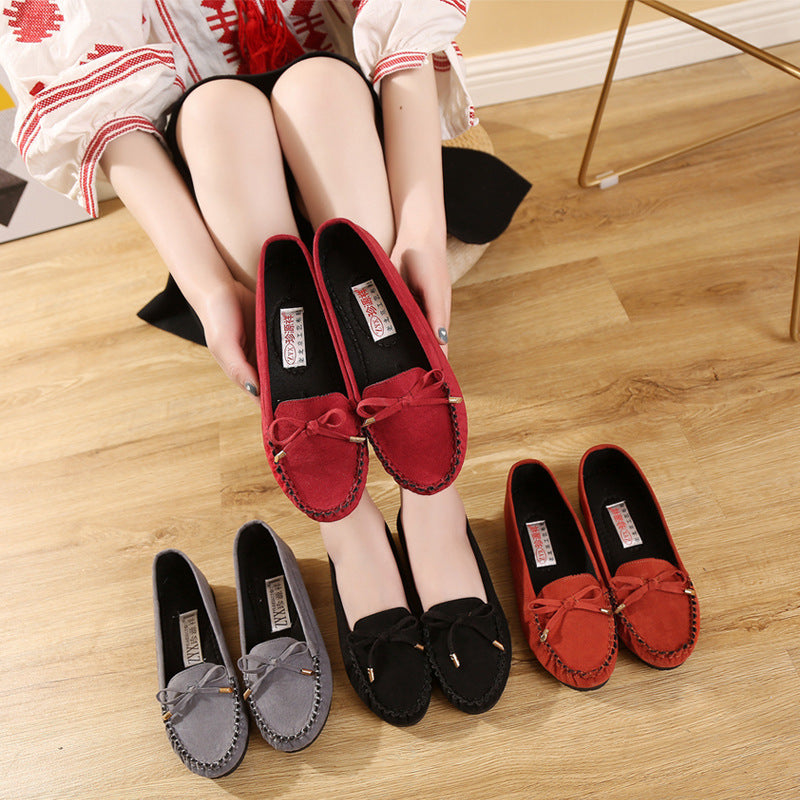Women's Cloth Flat Bow Mother Soft Canvas Shoes Newgew