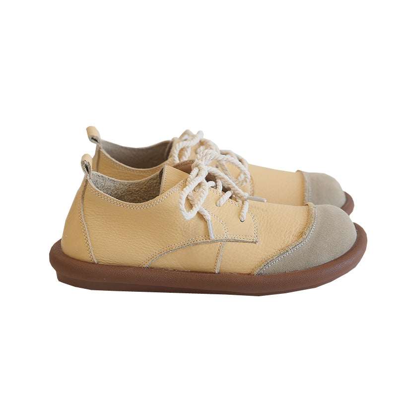 Women Patchwork Leather Flat Casual Shoes Newgew Shoes