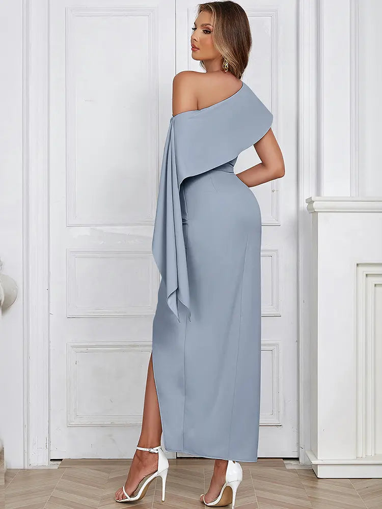 Chic Asymmetrical Shoulder Long Dress Newgew Dresses