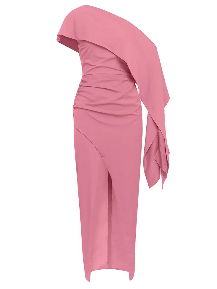 Chic Asymmetrical Shoulder Long Dress Newgew Dresses