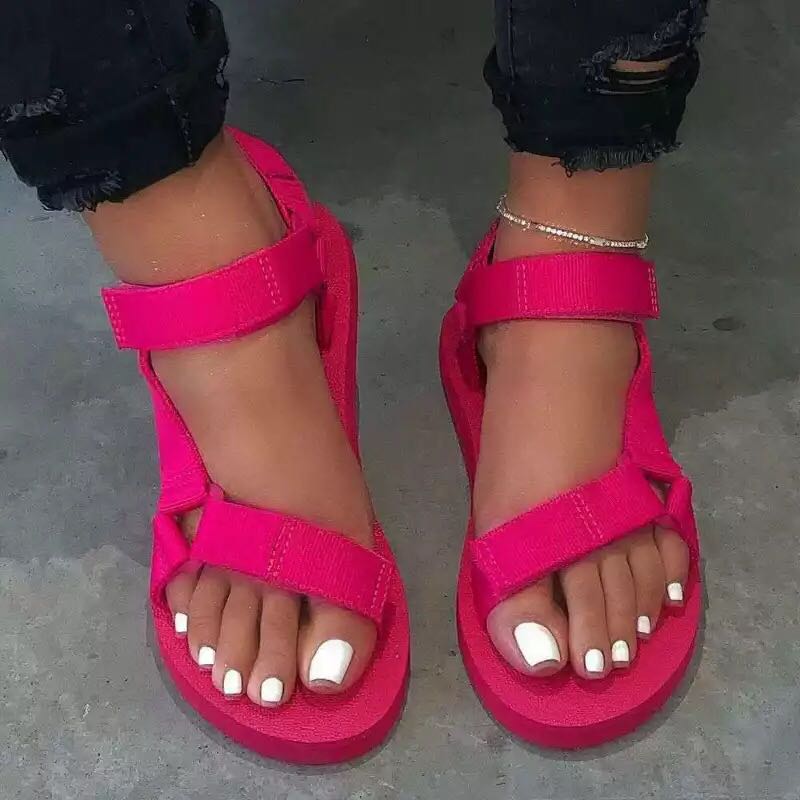 Fashion Casual Patchwork Solid Color Comfortable Flat Sandals NewGew