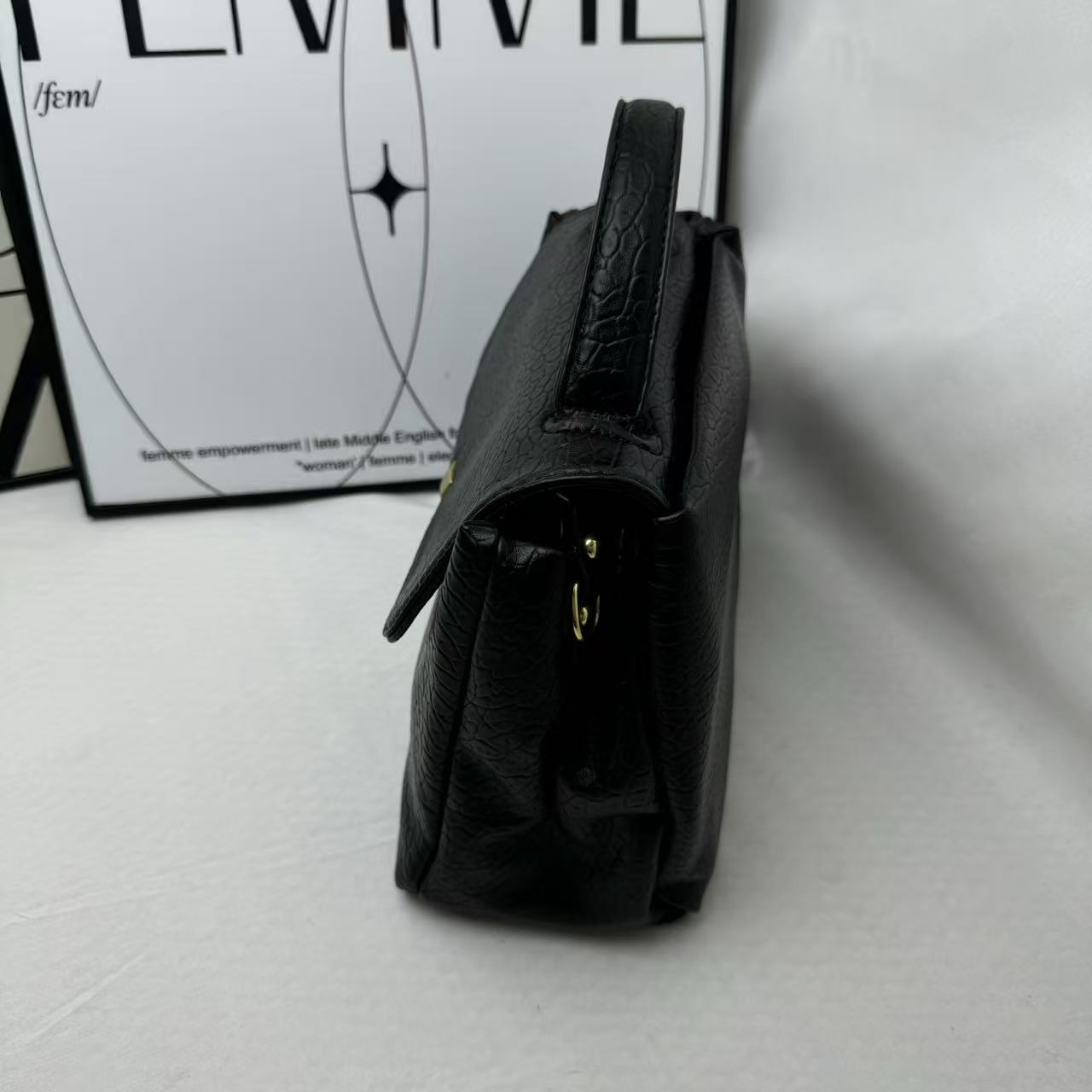 Large Black Leather Tote Bag PinTow