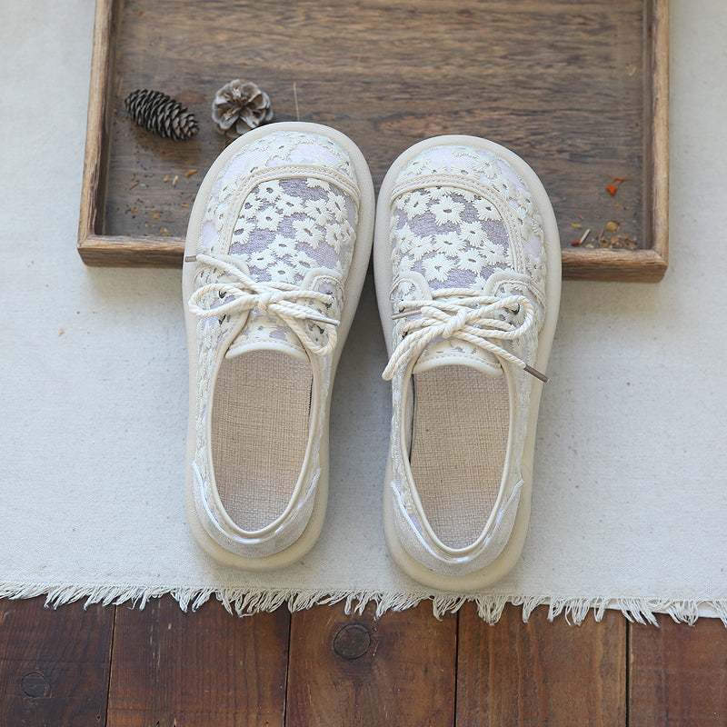 Women Retro Casual Summer Breathable Canvas Shoes Newgew Shoes