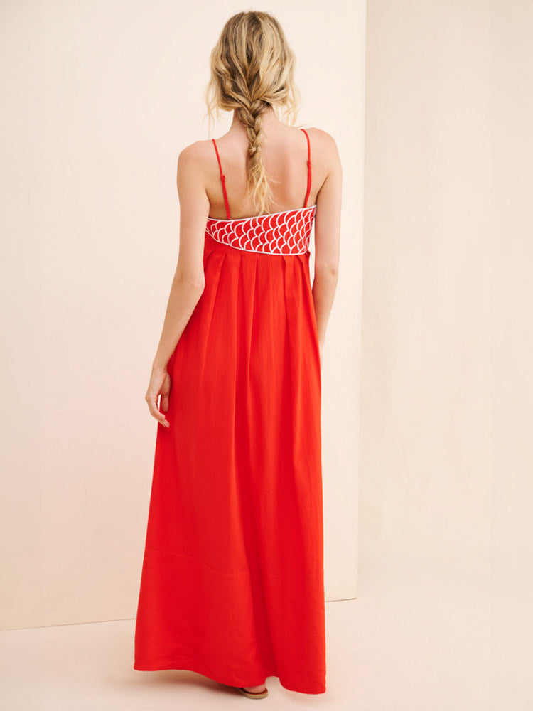 Fish Top Linen Blend Maxi Dress Newgew Dresses