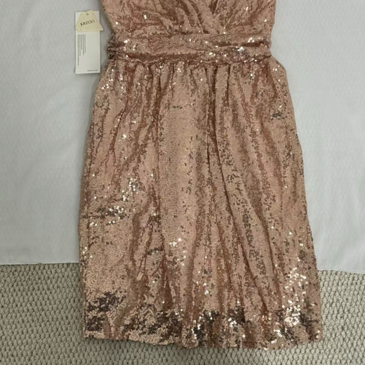 Sequined V-Neck Sleeveless Midi Dress PinTow