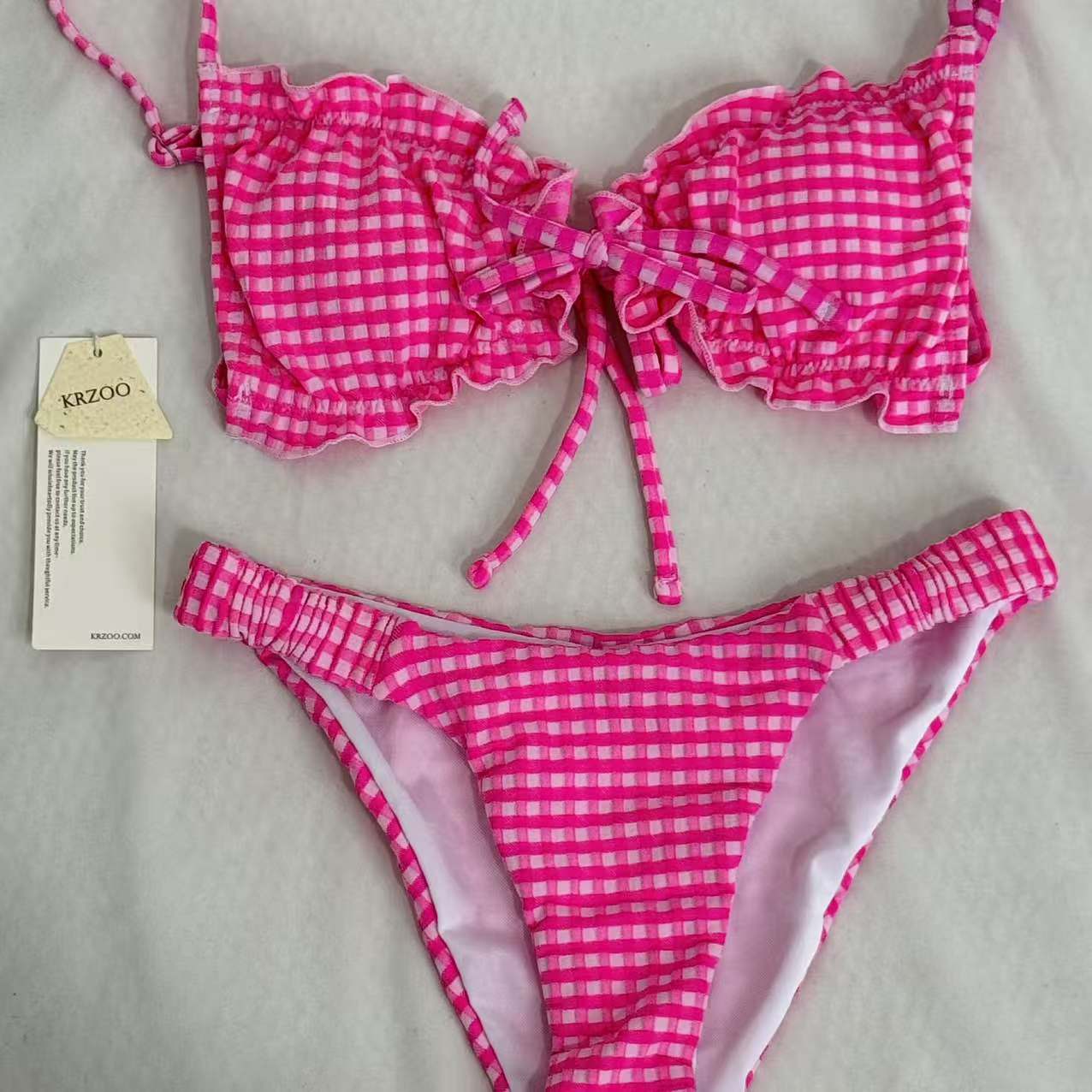 Belted Triangle Bikini Swimsuit Set PinTow