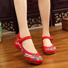 Women's Colorful Phoenix Square Dance Tendon Bottom Canvas Shoes Newgew