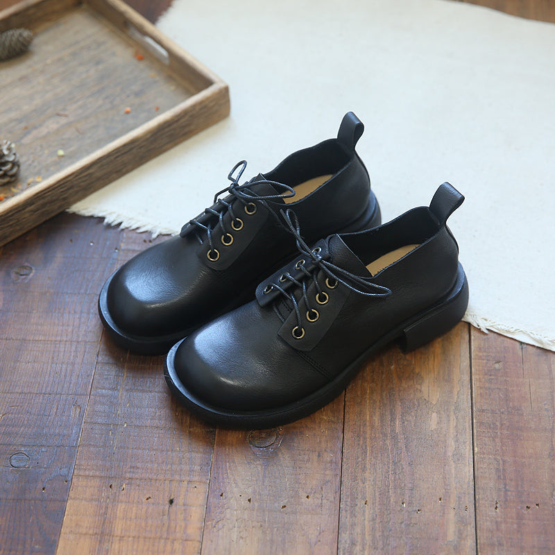 Women Retro Cowhide Leather Casual Shoes Newgew Shoes