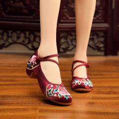 Women's Ethnic Style Beef Tendon Bottom Height Canvas Shoes Newgew
