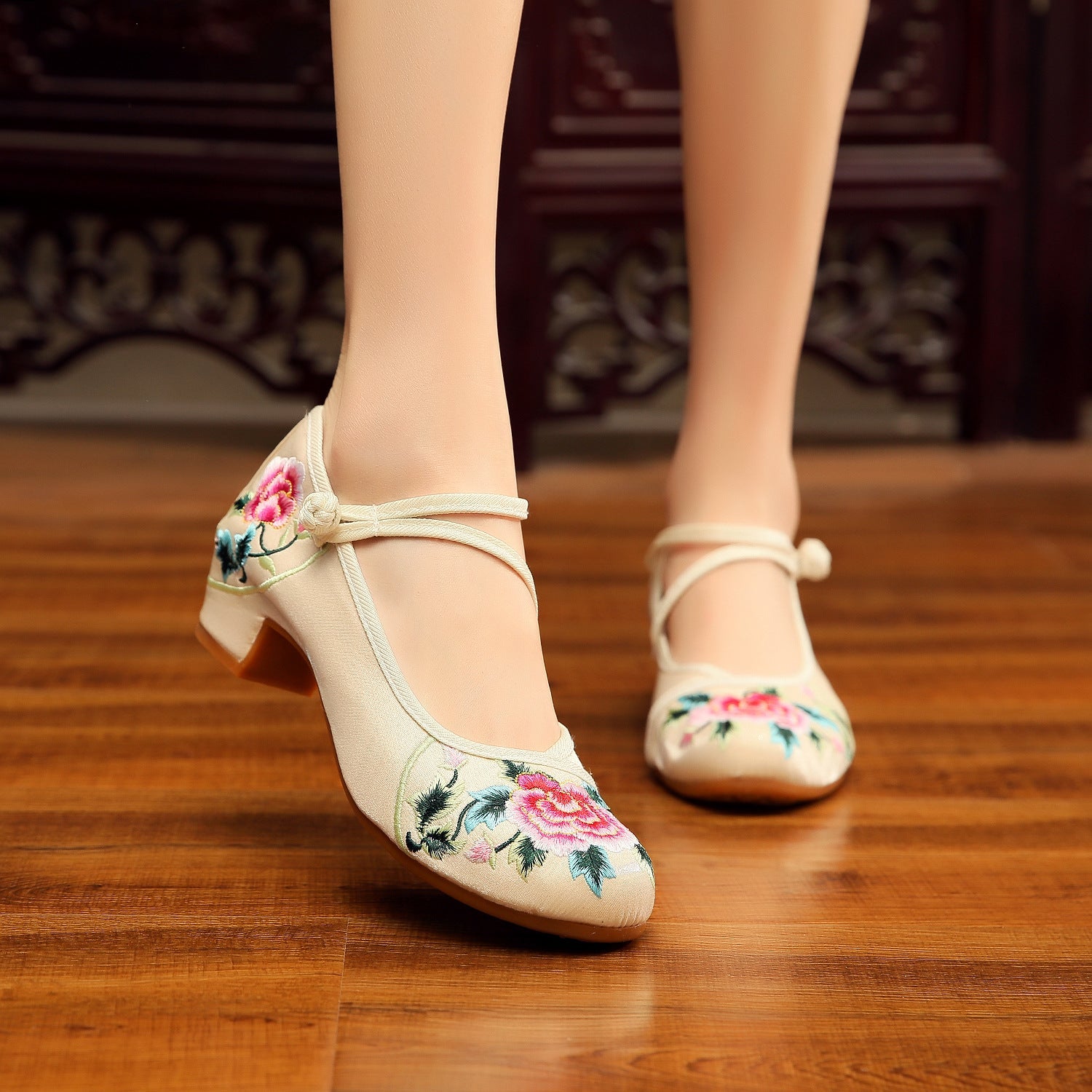 Women's Ethnic Style Beef Tendon Bottom Height Canvas Shoes Newgew